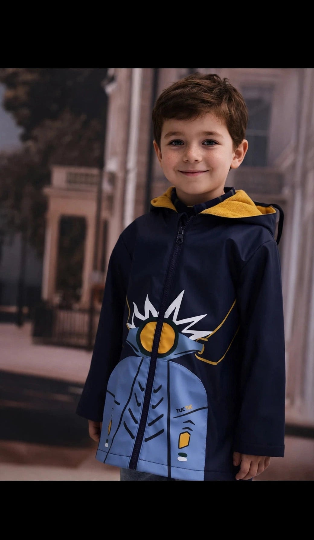 Impermeabile da bambino con cappuccio e design da motociclista TUC TUC