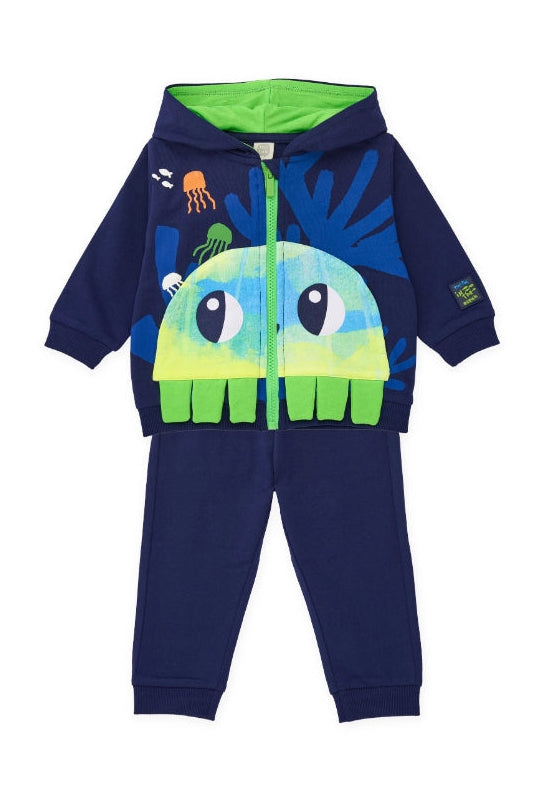 Completo da bambino in maglia con grande motivo frontale