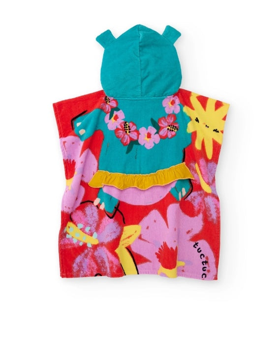 Asciugamano poncho da bambina in maglia con cappuccio