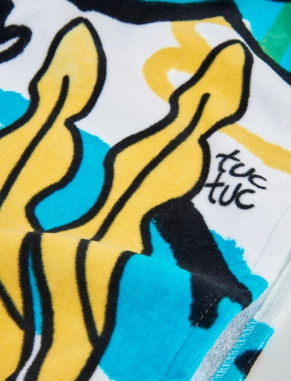 Asciugamano poncho in maglia da bambina con motivo sirena
