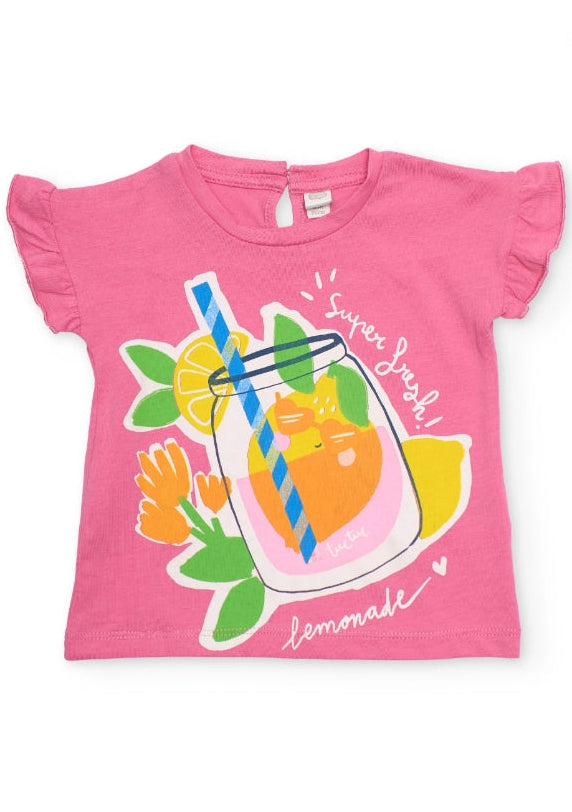 Completo da bambina in maglia con design estivo