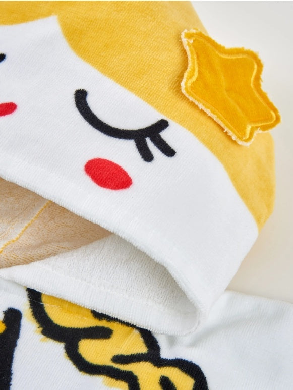 Asciugamano poncho in maglia da bambina con motivo sirena
