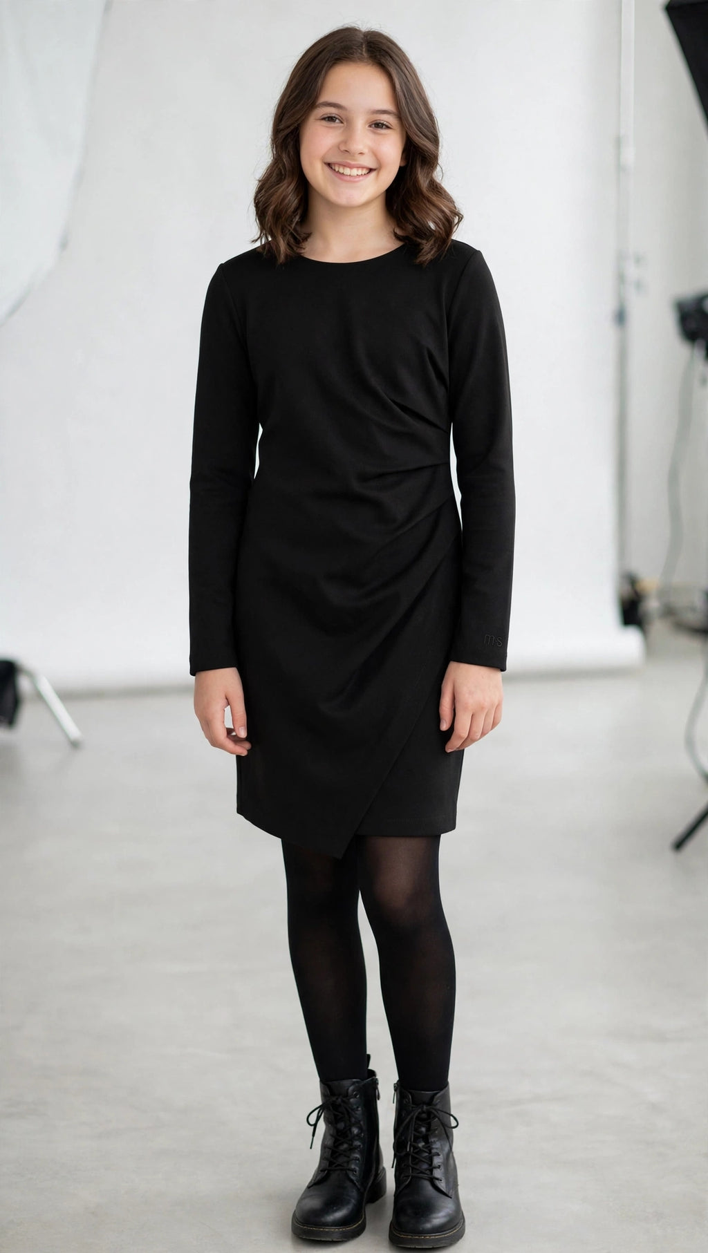 ABITO DRAPPEGGIATO MS JUNIOR - TOTAL BLACK - COLLEZIONE INVERNO