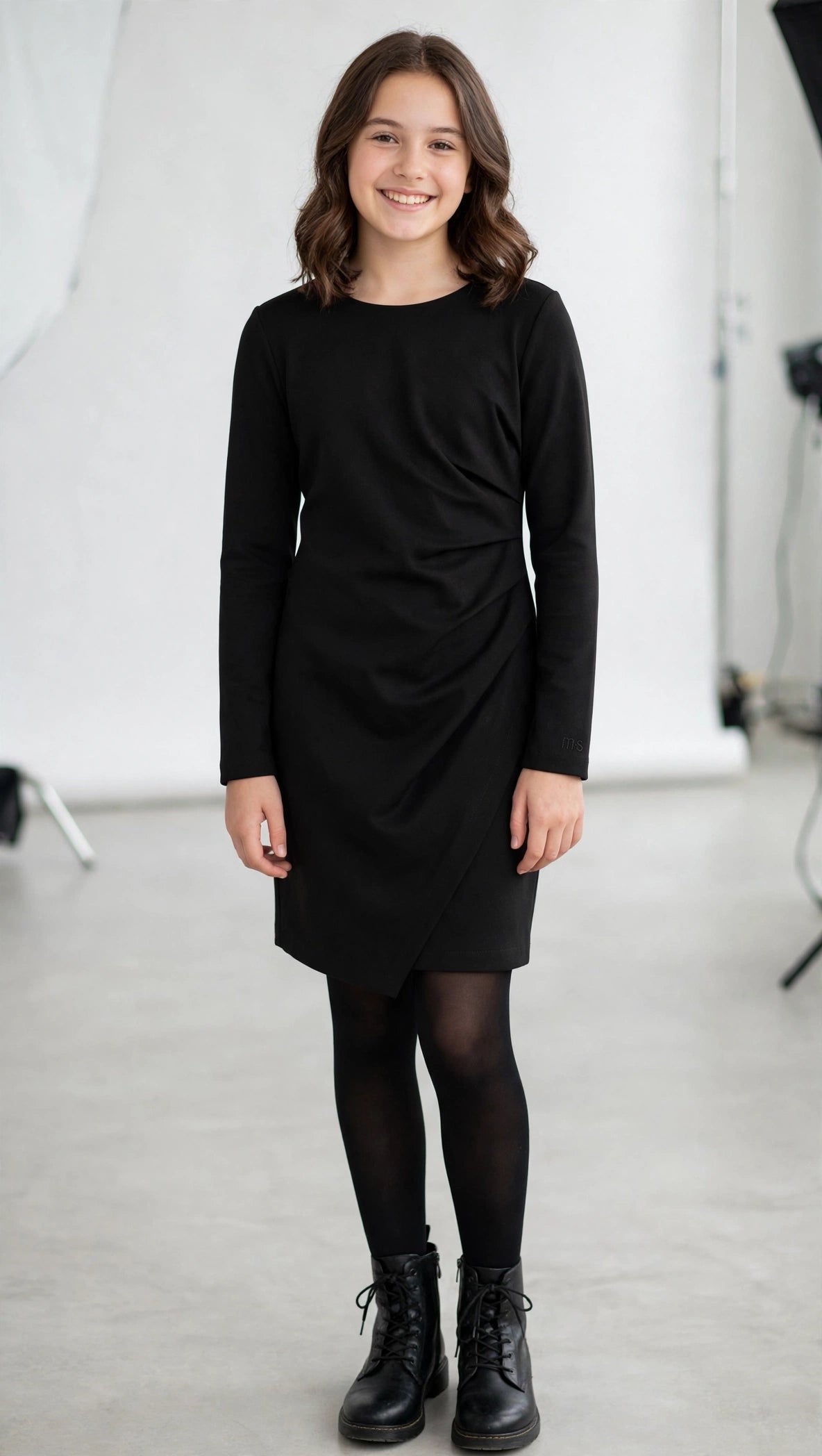 ABITO DRAPPEGGIATO MS JUNIOR - TOTAL BLACK - COLLEZIONE INVERNO