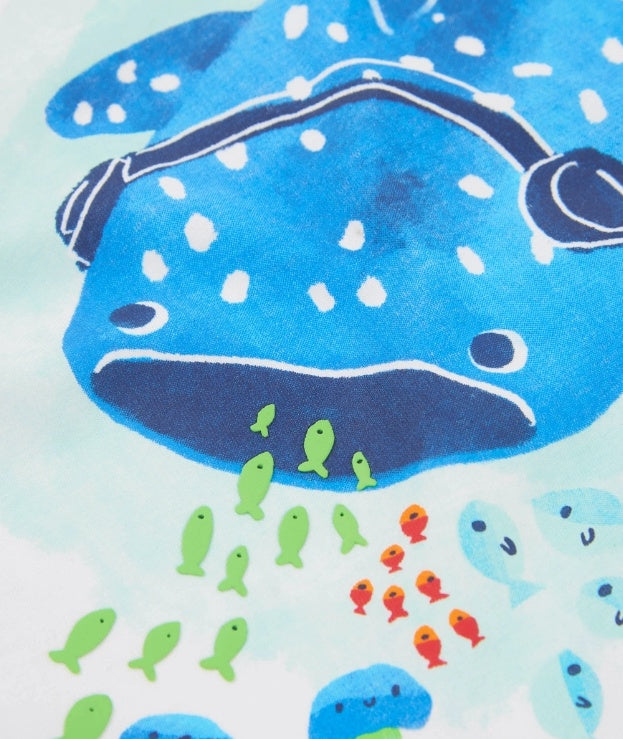 canotta da bambino in maglia con motivo di grande pesce