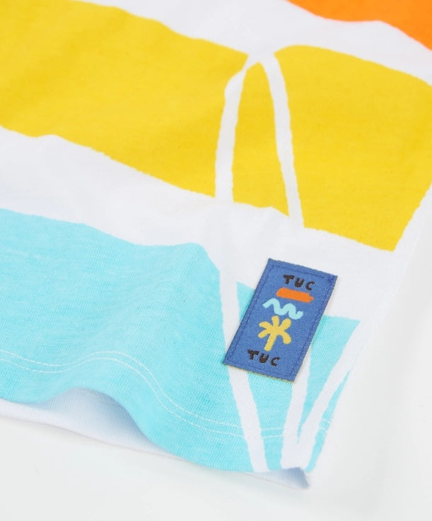 T-shirt bambino in maglia con righe orizzontali