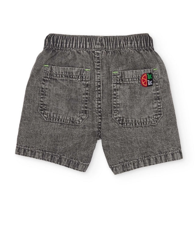 Bermuda da bambino in tessuto in denim effetto lavato
