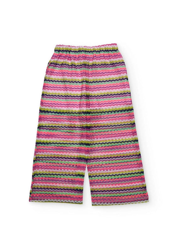 Pantaloni da ragazza in maglia con stampa a zig zag