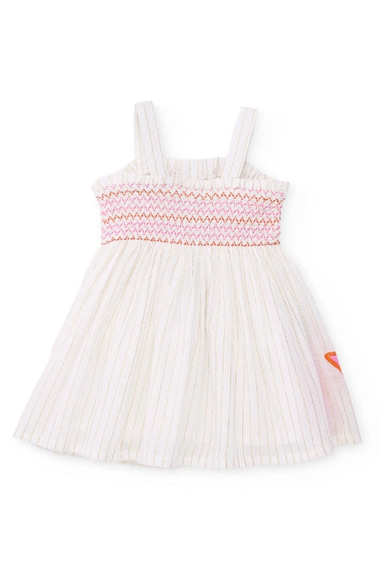 Vestito da bambina in tessuto con pannello a punto smock