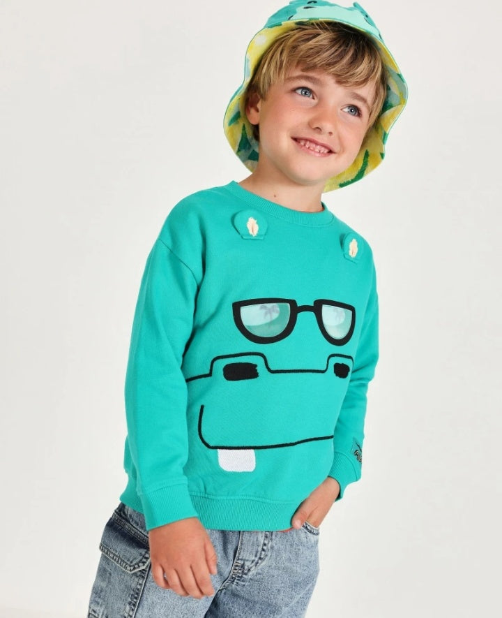 Felpa da bambino in maglia con motivo frontale