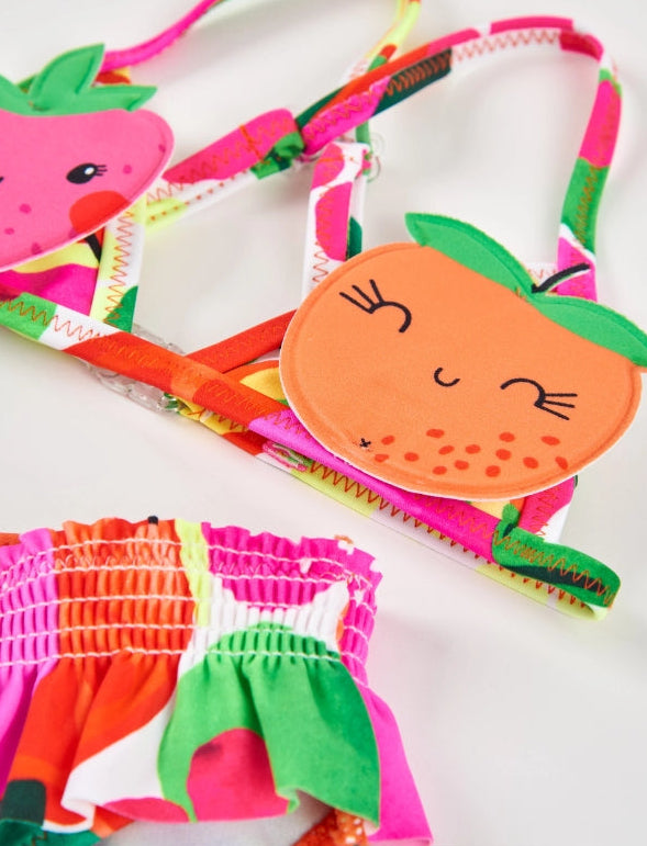 Bikini da bambina in maglia con frutti imbottiti