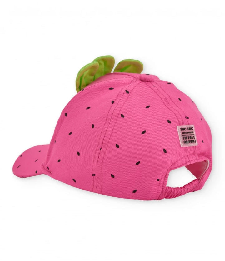 Cappellino da bambina in tessuto con foglioline in rilievo