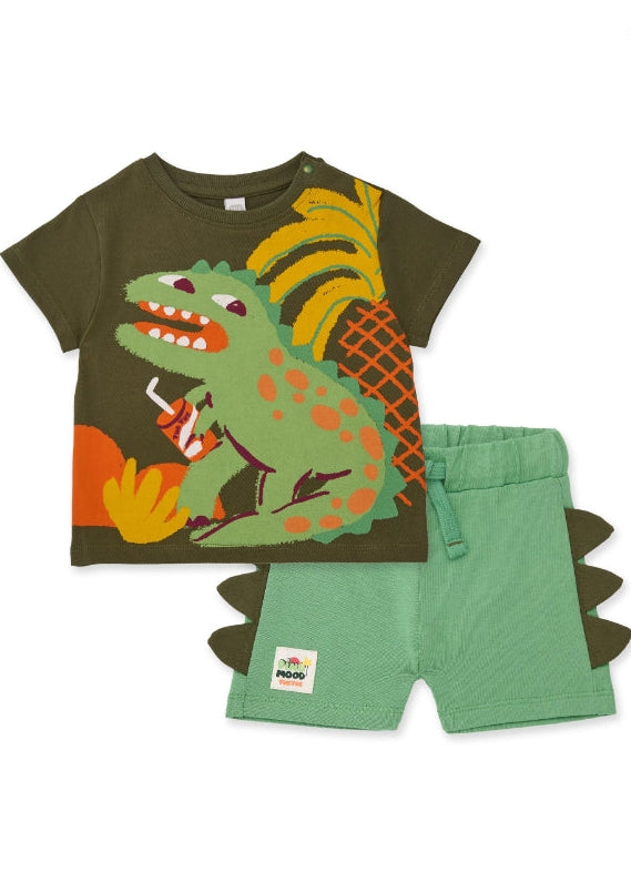 Completo da bambino in maglia con applicazioni laterali