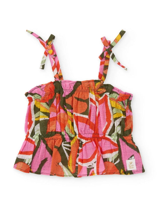 Top da bambina in tessuto con spalline regolabili