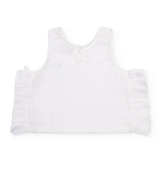 Top da bambina in maglia con paillettes decorative