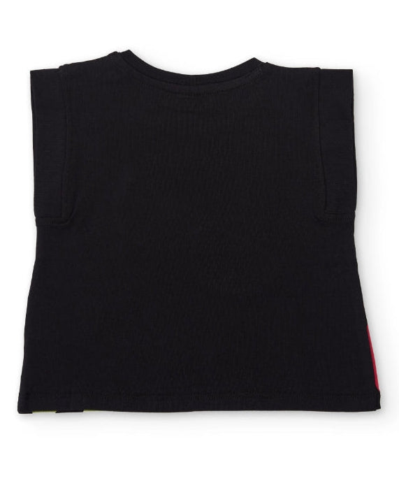 Completo da bambina in maglia con occhiali applicati