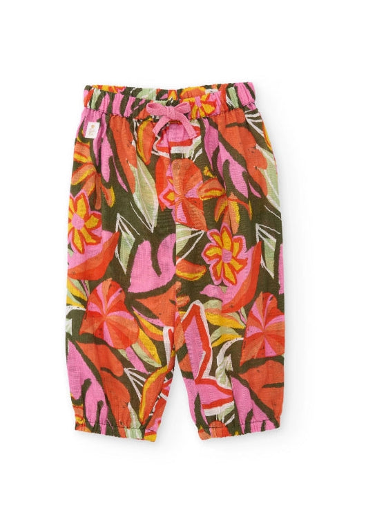 Pantaloni da bambina in tessuto e tessuto leggero