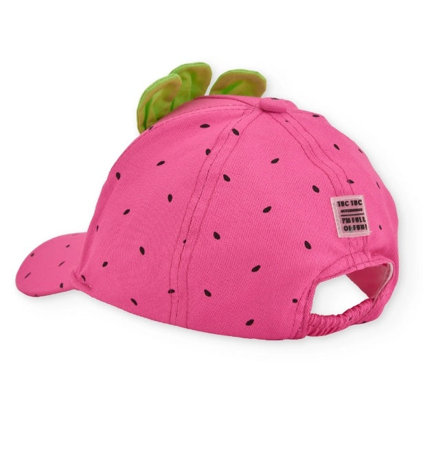 Cappellino da bambina in tessuto con foglioline in rilievo