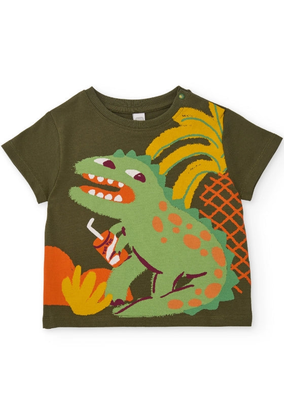 Completo da bambino in maglia con applicazioni laterali