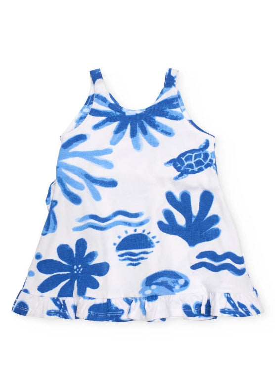 Vestito da bambina azzurro conchiglie ,tuc tuc