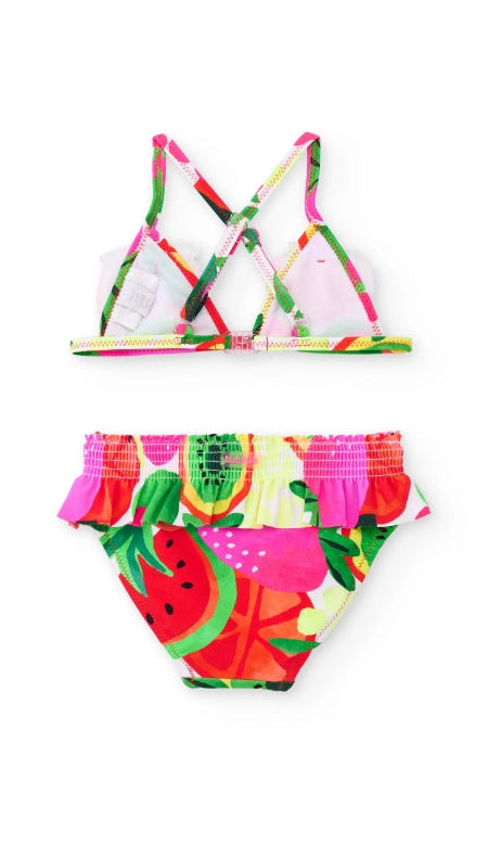 Bikini da bambina in maglia con frutti imbottiti
