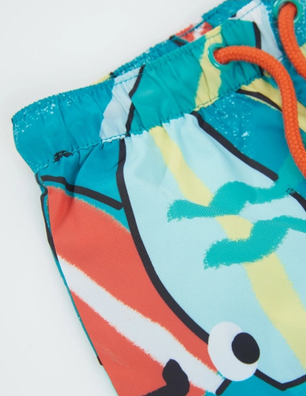 Costume da bagno da bambino in tessuto con stampa di tavole da surf