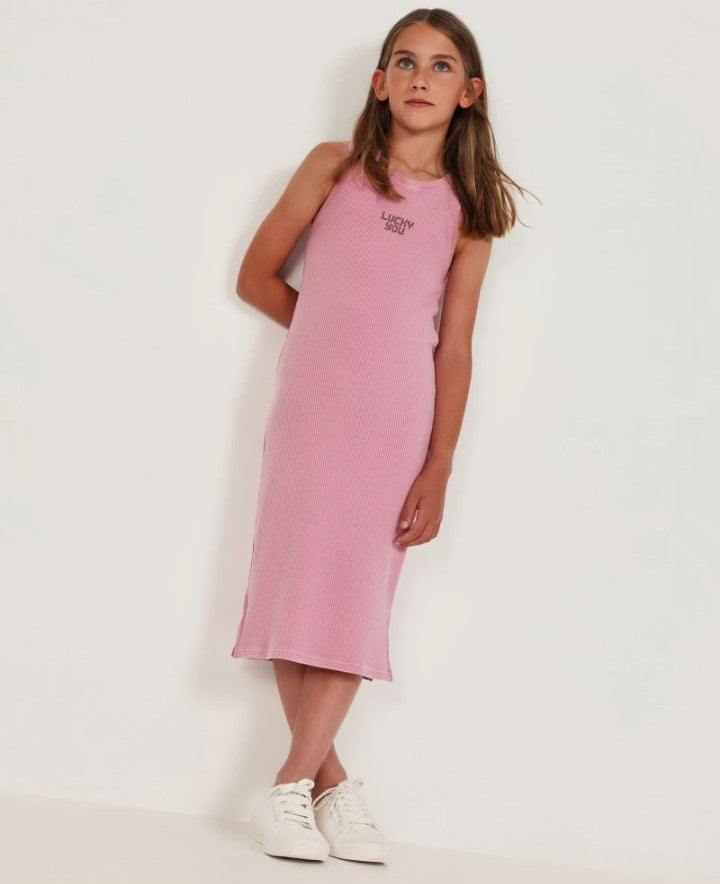 Vestito da bambina in maglia a coste elasticizzata