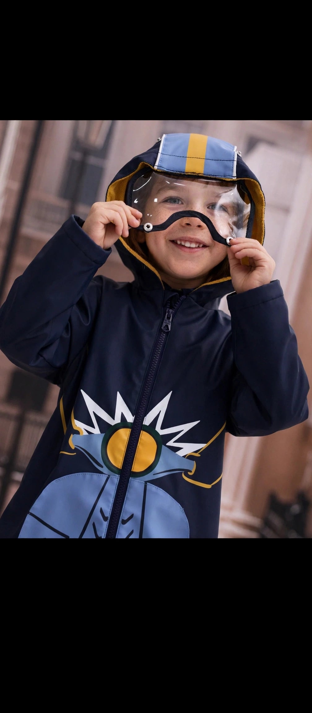 Impermeabile da bambino con cappuccio e design da motociclista TUC TUC