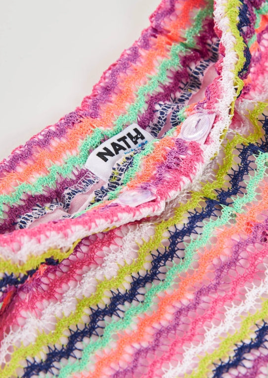 Pantaloni da ragazza in maglia con stampa a zig zag