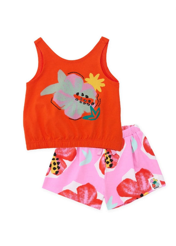 Completo da bambina in maglia con motivo floreale