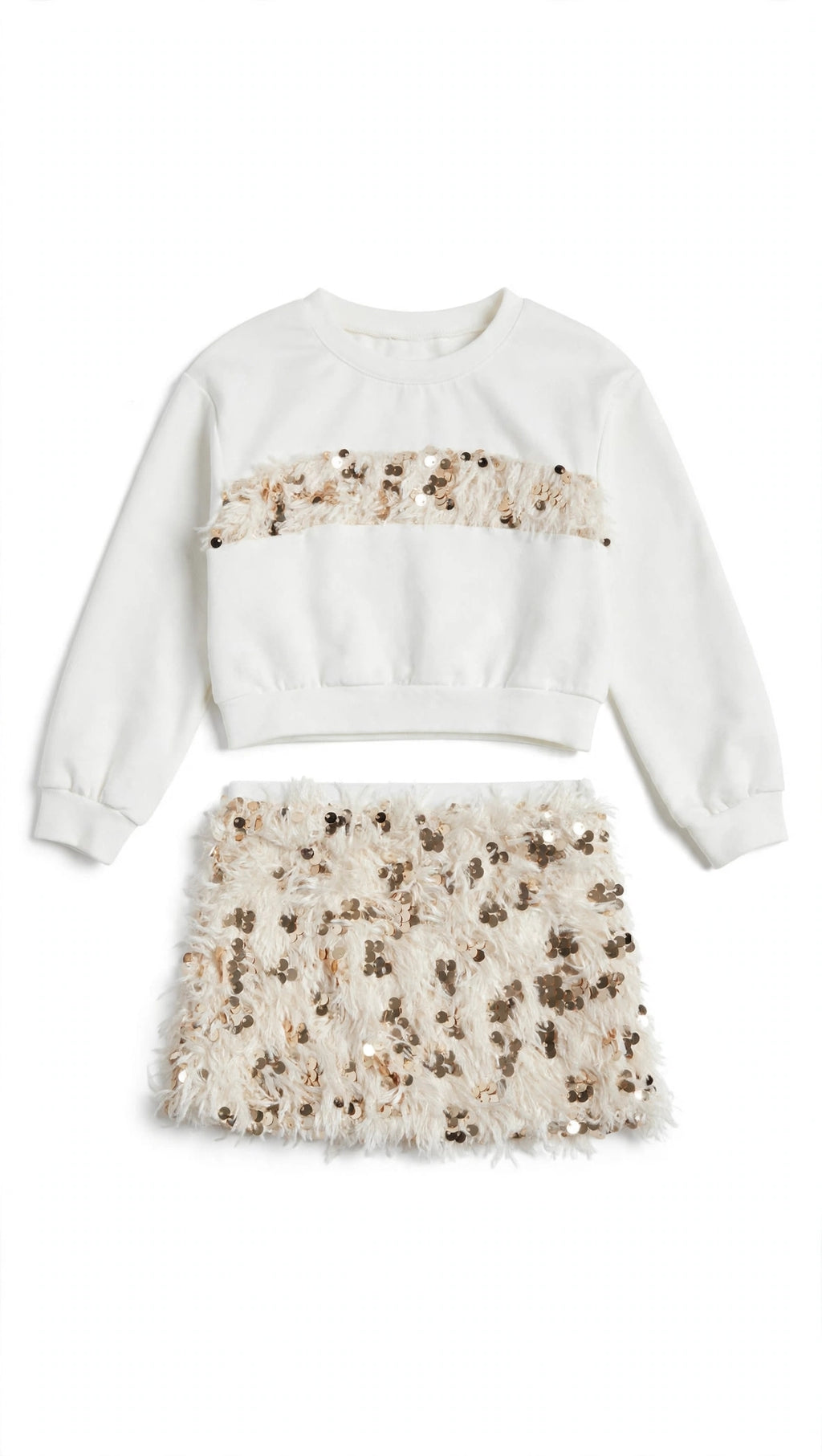 COORDINATO BAMBINA - FELPA + GONNELLINA PAILLETTES ORO