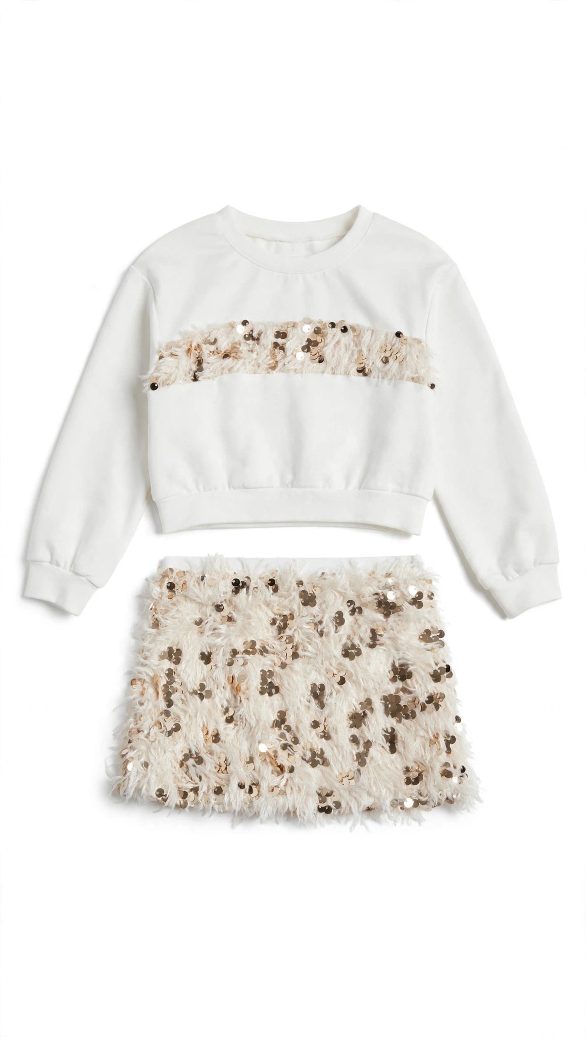 COORDINATO BAMBINA - FELPA + GONNELLINA PAILLETTES ORO