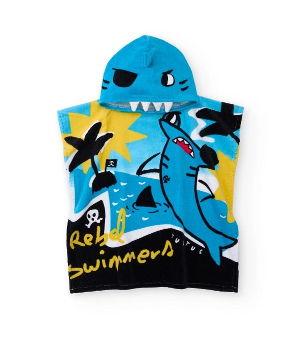 Asciugamano poncho in maglia da bambino con cappuccio , tuc tuc