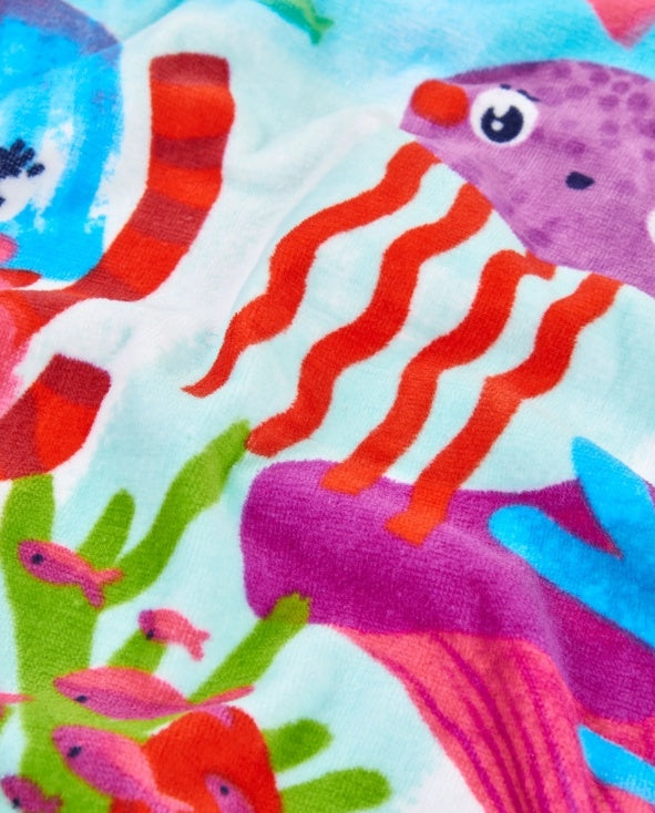 Asciugamano poncho da bambina in maglia con cappuccio