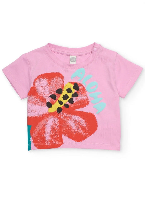 Completo da bambina in maglia con motivo floreale