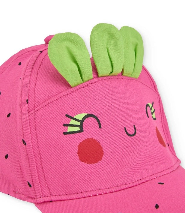Cappellino da bambina in tessuto con foglioline in rilievo