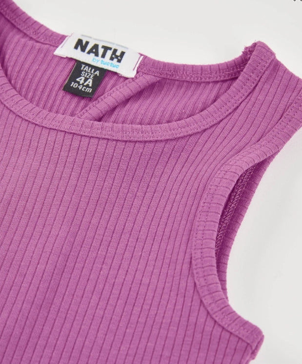 Top da ragazza in maglia a coste