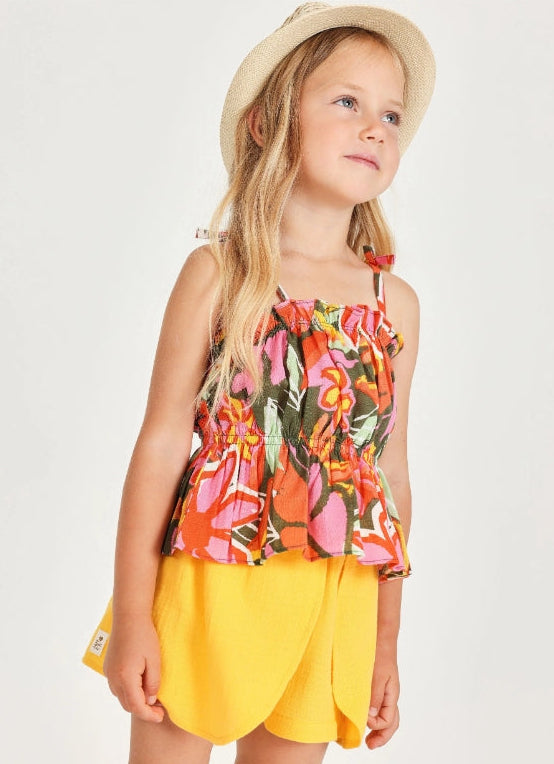 Top da bambina in tessuto con spalline regolabili