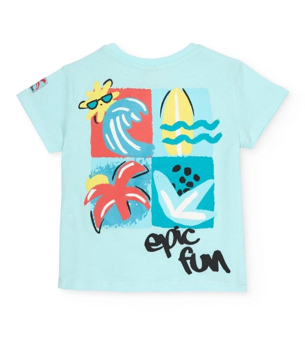 T-shirt da bambino in maglia con chiusura sulla spalla