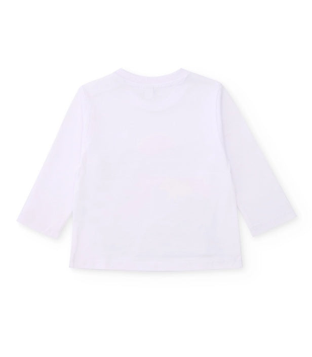 T-shirt da bambino in maglia con applicazione con bottone