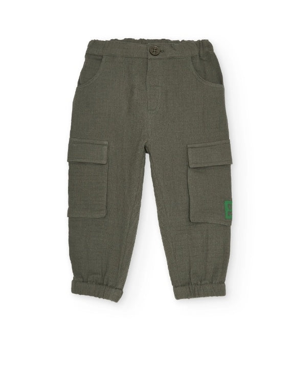 Pantaloni da bambino in tessuto con tasche cargo