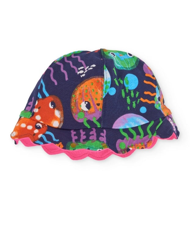 Cappellino da bambina in maglia con design reversibile