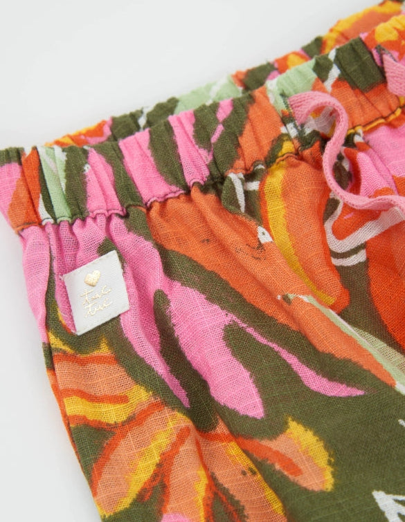 Pantaloni da bambina in tessuto e tessuto leggero