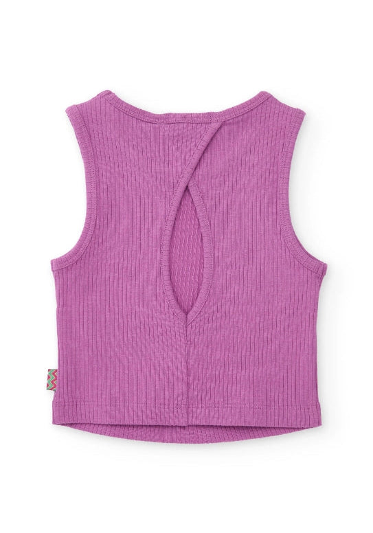 Top da ragazza in maglia a coste