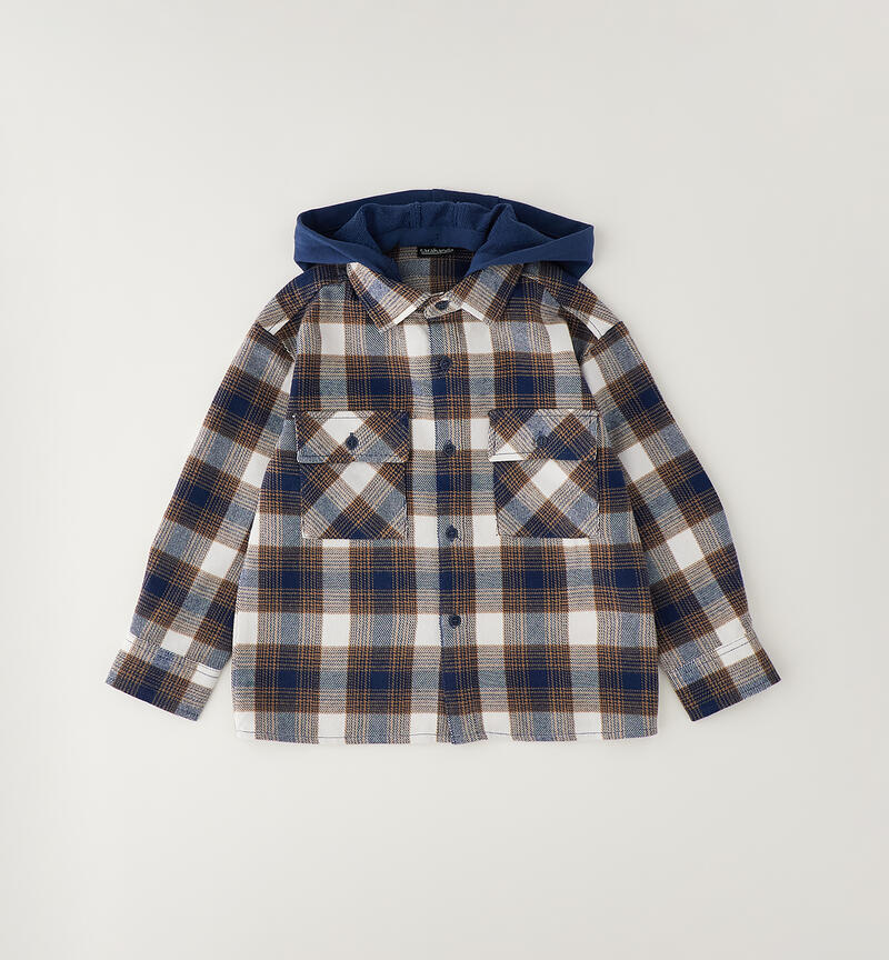 Camicia da ragazzo in caldo tessuto con cappuccio staccabile in felpa sarabanda