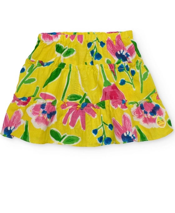 Gonna da bambina in tessuto con balze arricciate a strati