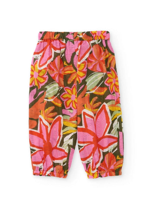 Pantaloni da bambina in tessuto e tessuto leggero