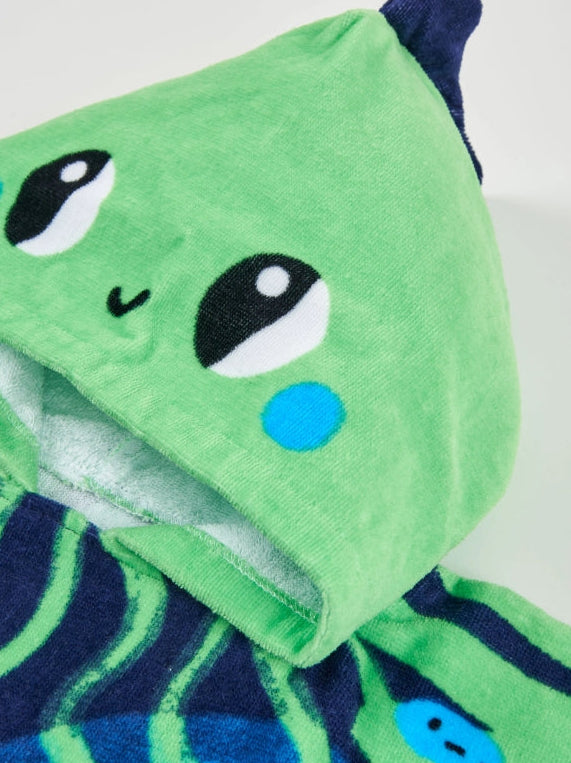 Asciugamano poncho da bambino in maglia con dettagli ricamati