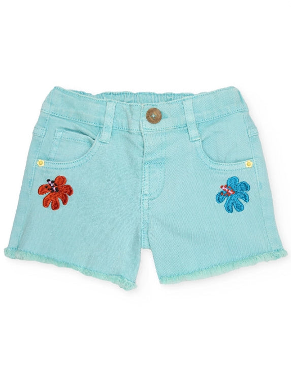 Shorts da bambina in denim con ricami