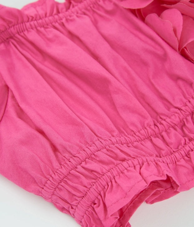 Top da bambina in tessuto piano con applicazione di fiori